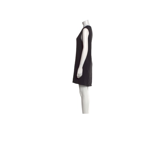 Helmut Lang V-Neck Mini Dress Women Size M Black Excellent Zip Back Shift Silk - Picture 3 of 4